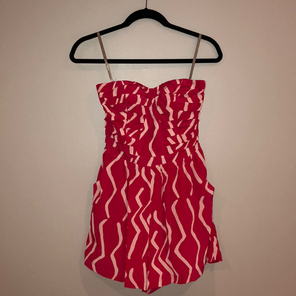 Charlie Jade // Strapless Silk Pink Romper